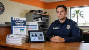 Security officer completing 40-hour onboarding training in Central Florida